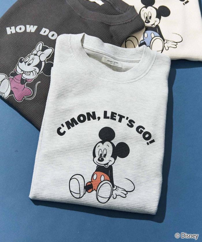 特別款/Mickey Mouse/米奇/華夫格印花長袖T恤