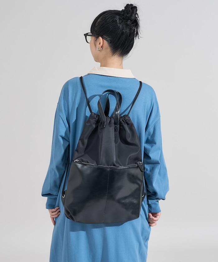 尼龍仿皮抽繩揹包