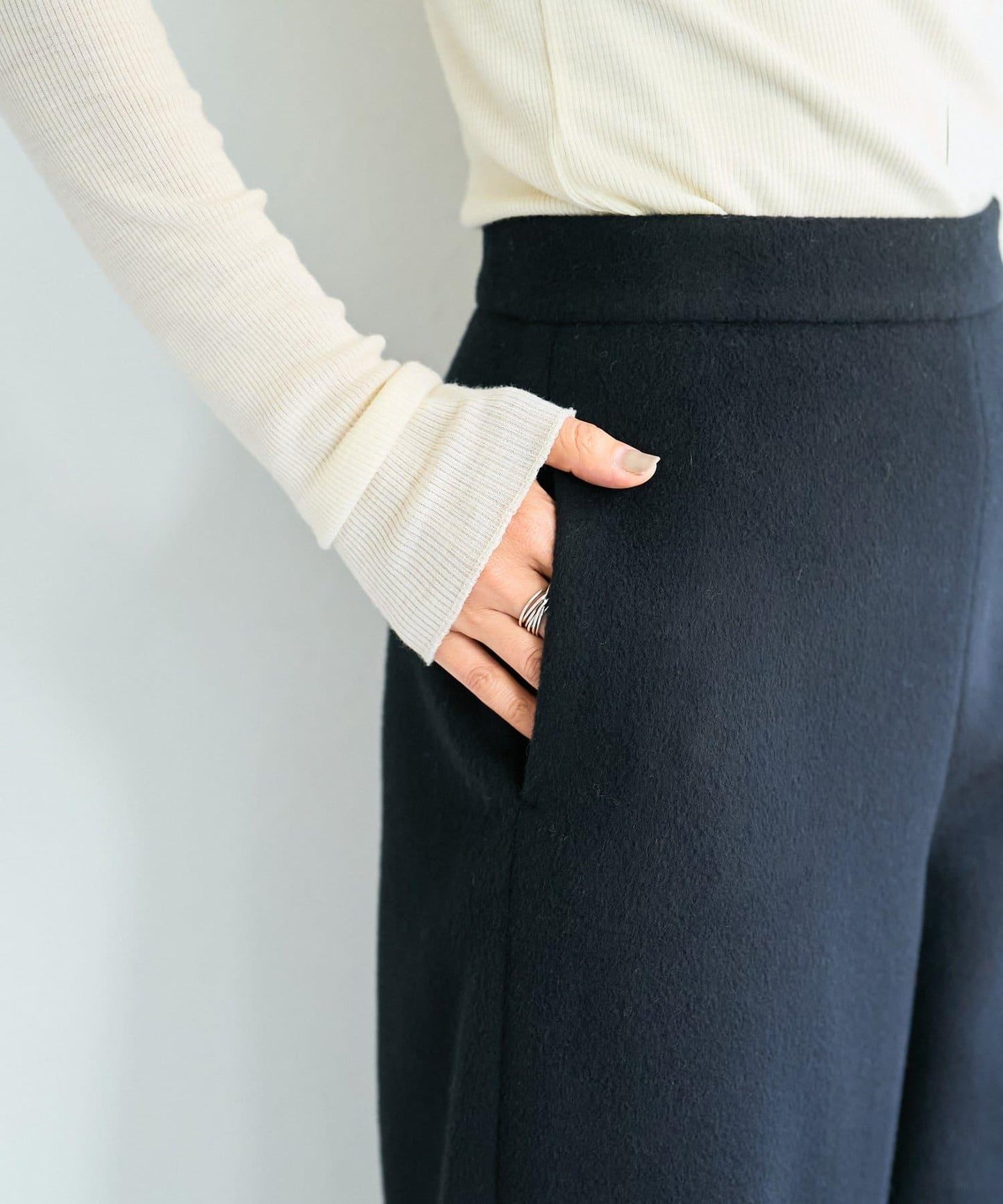 《15 quinze》羊毛海狸呢長褲