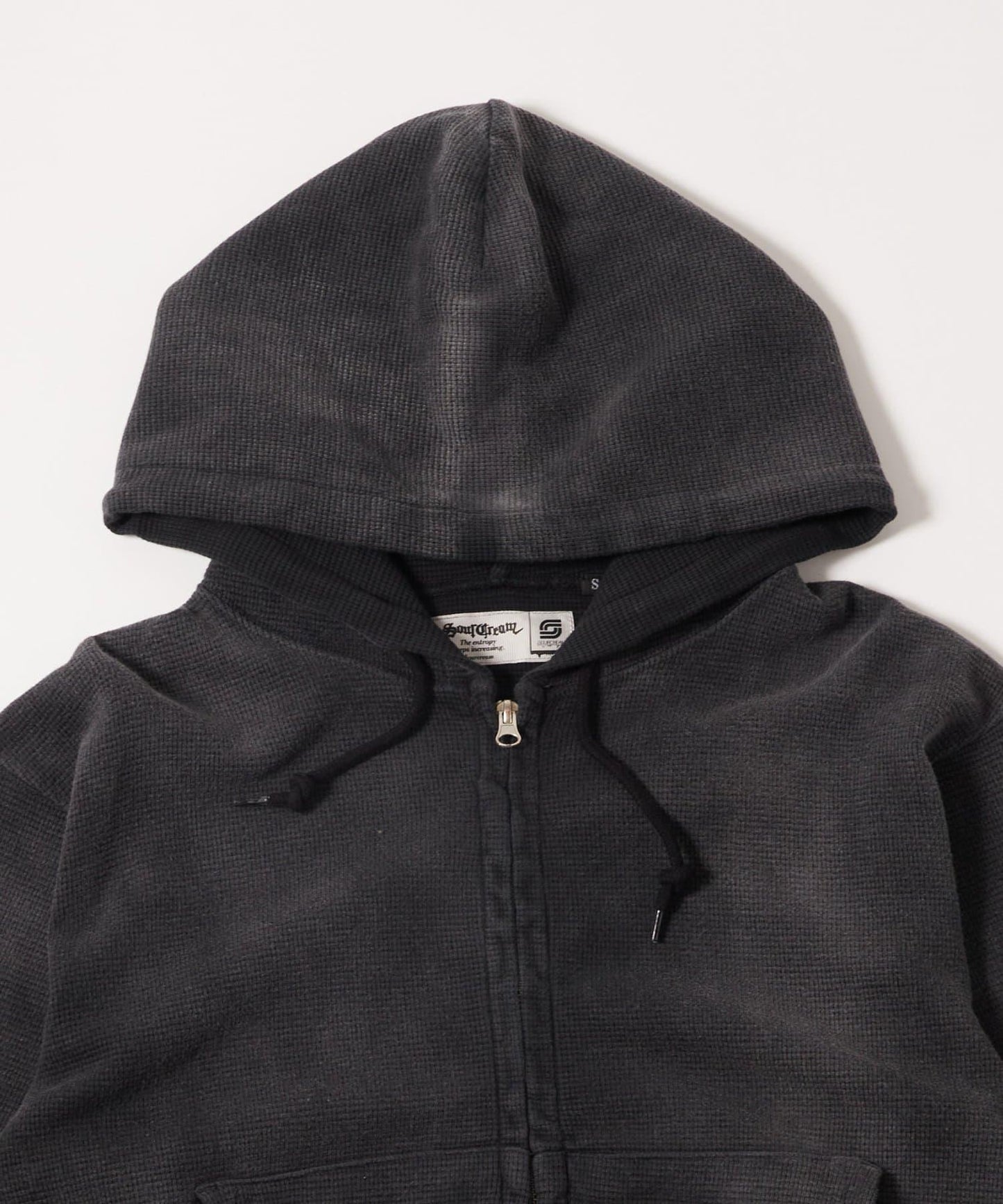 【AW】Sourcream 華夫格漸變拉鍊連帽衛衣