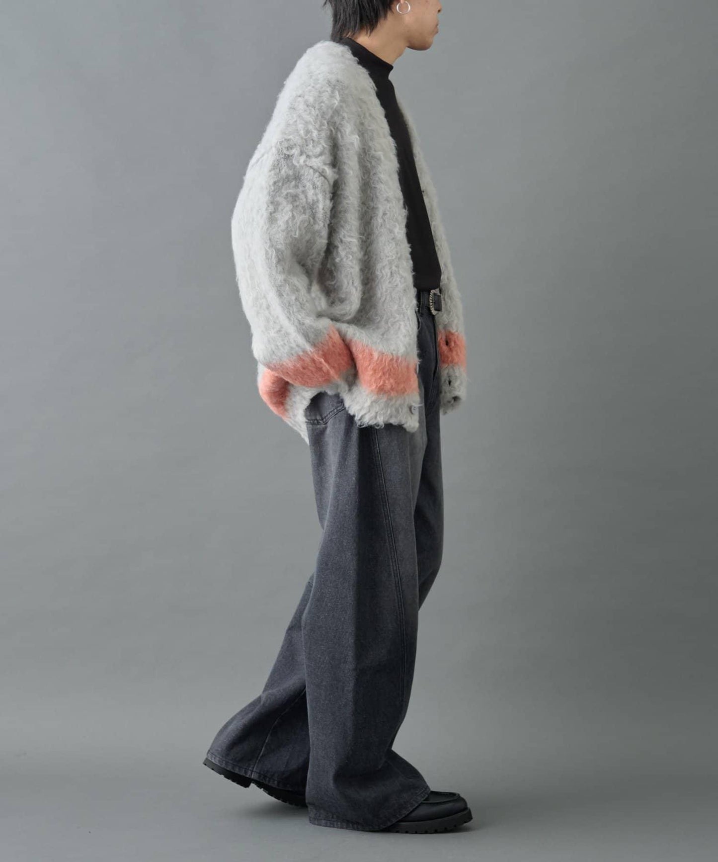 長毛馬海毛條紋開衫