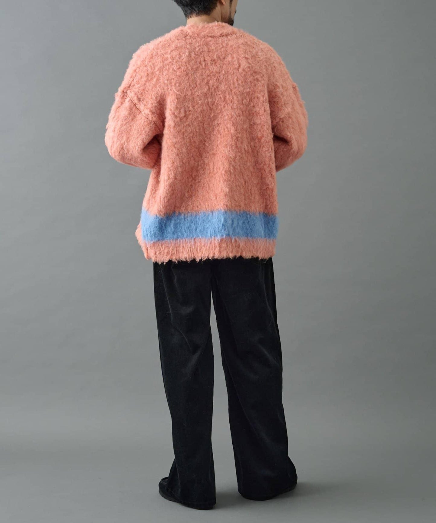 長毛馬海毛條紋開衫