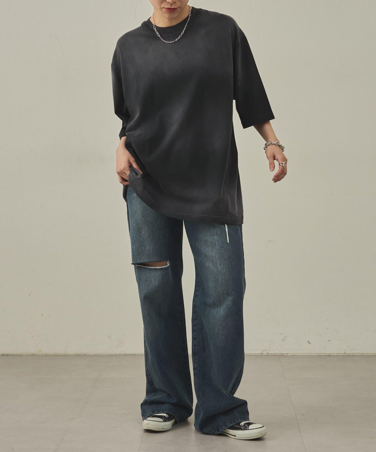 【paradigm】氣烤天竺硫化染噴霧T恤