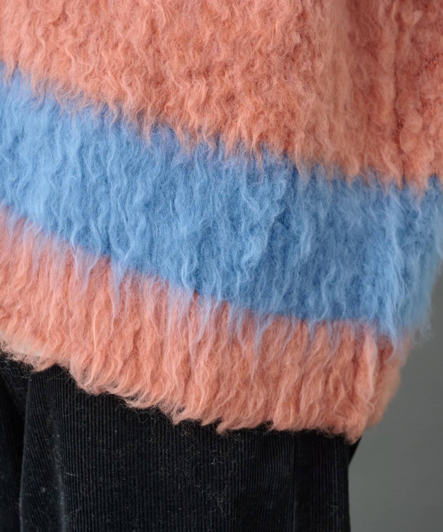 長毛馬海毛條紋開衫