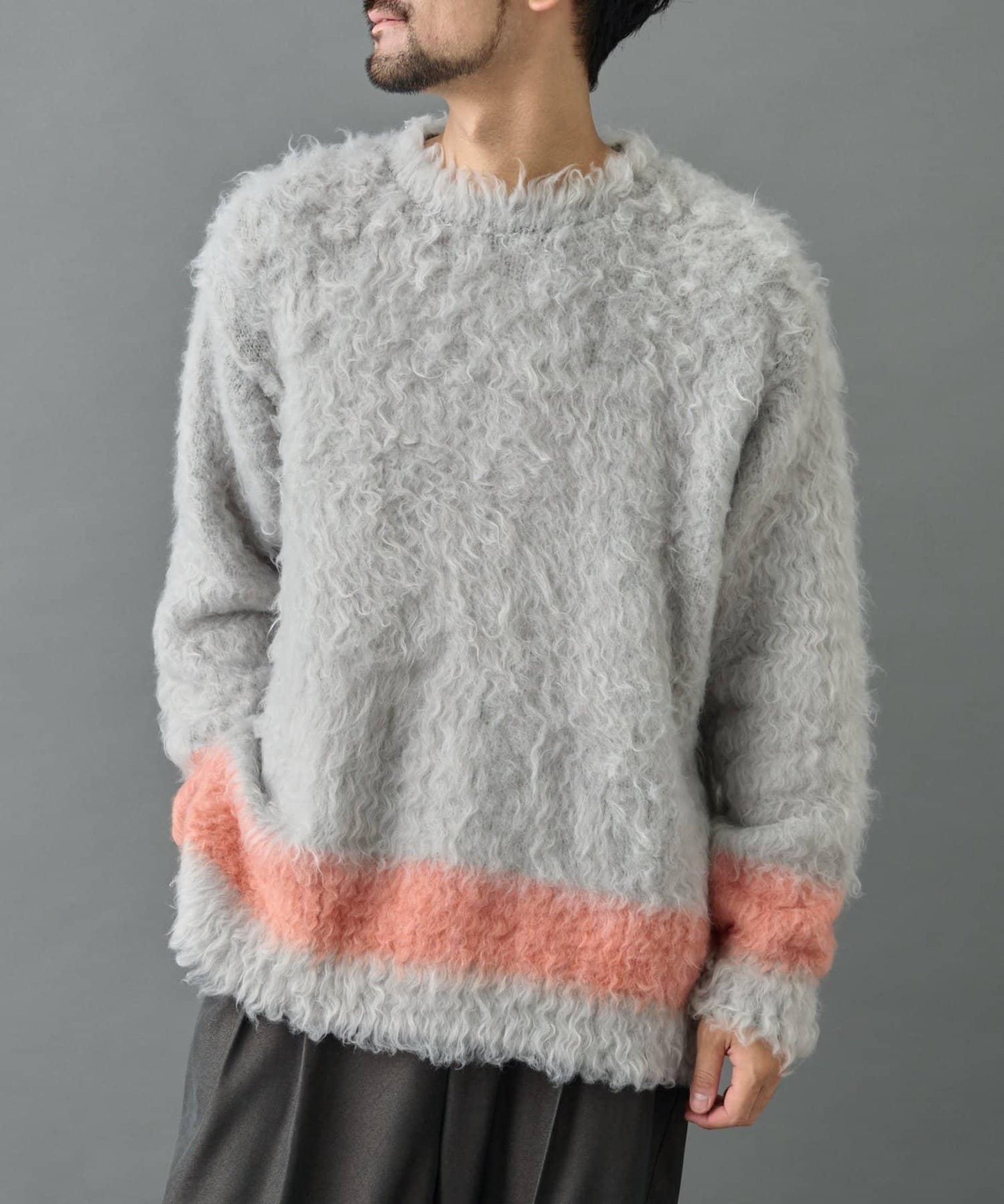 長毛馬海毛針織圓領衫