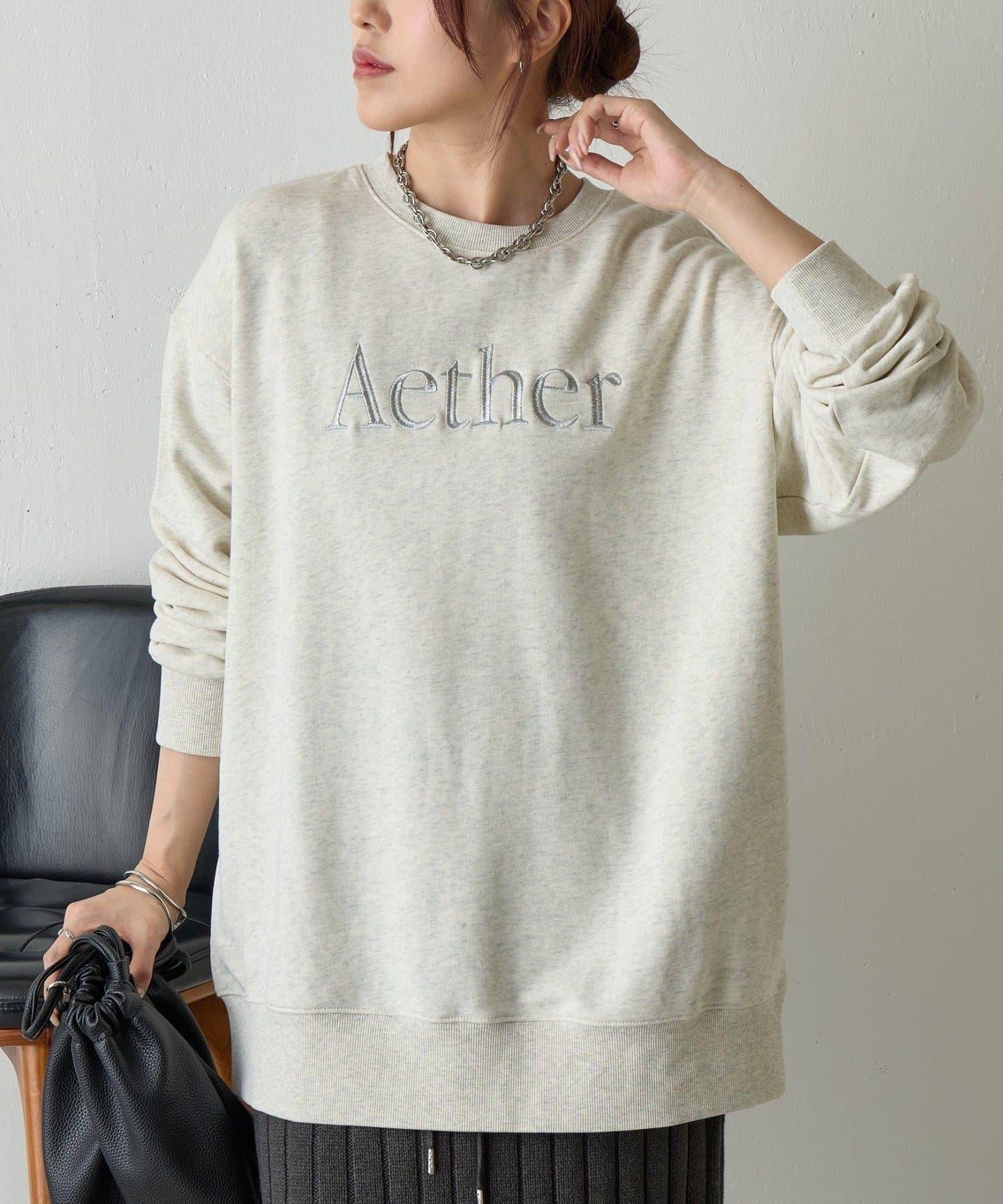 Aether刺繡寬鬆衛衣套頭衫