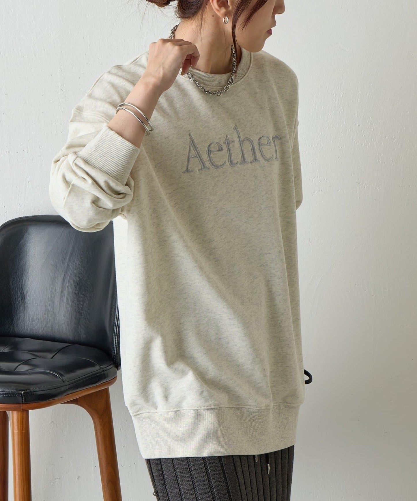 Aether刺繡寬鬆衛衣套頭衫