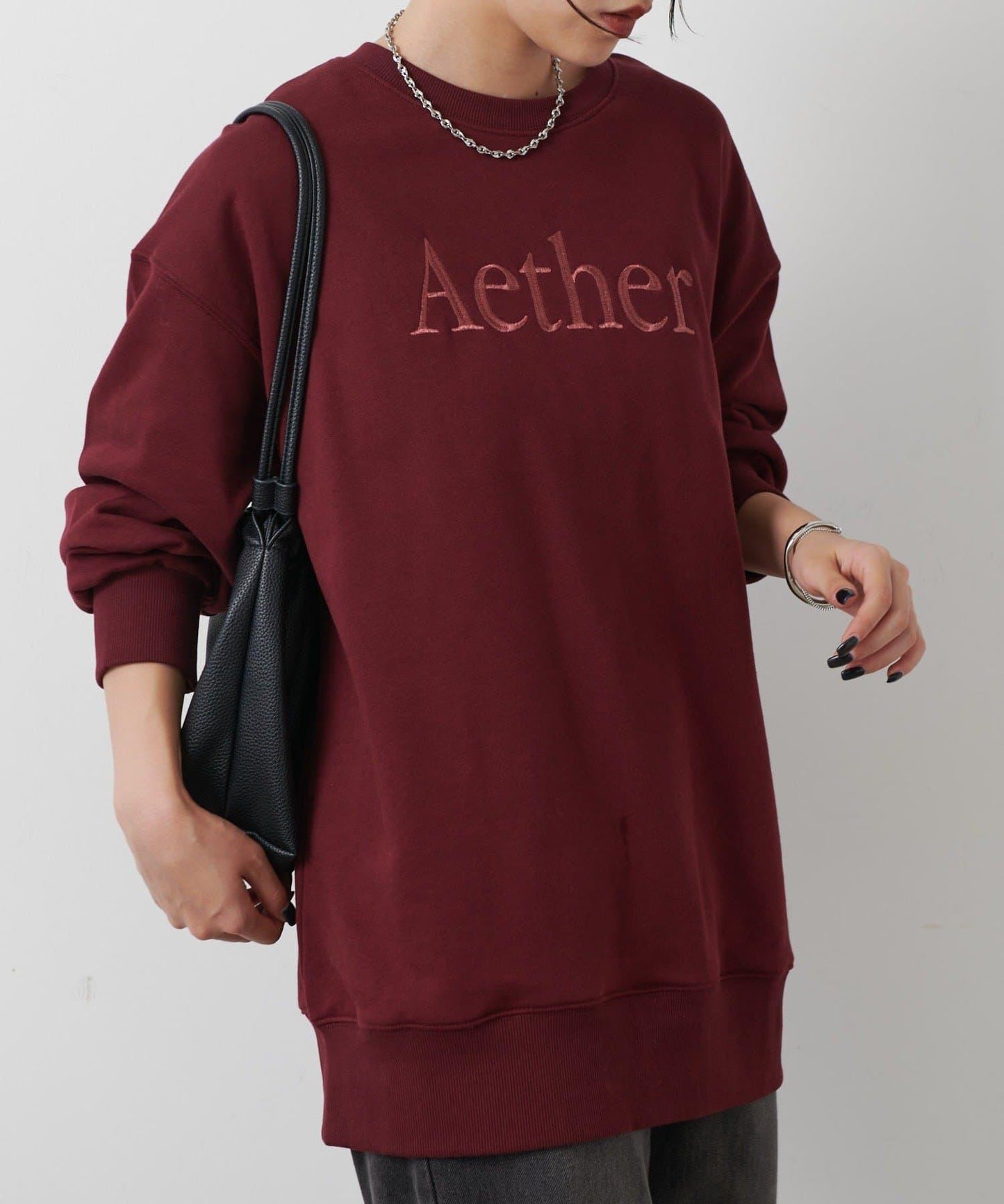 Aether刺繡寬鬆衛衣套頭衫