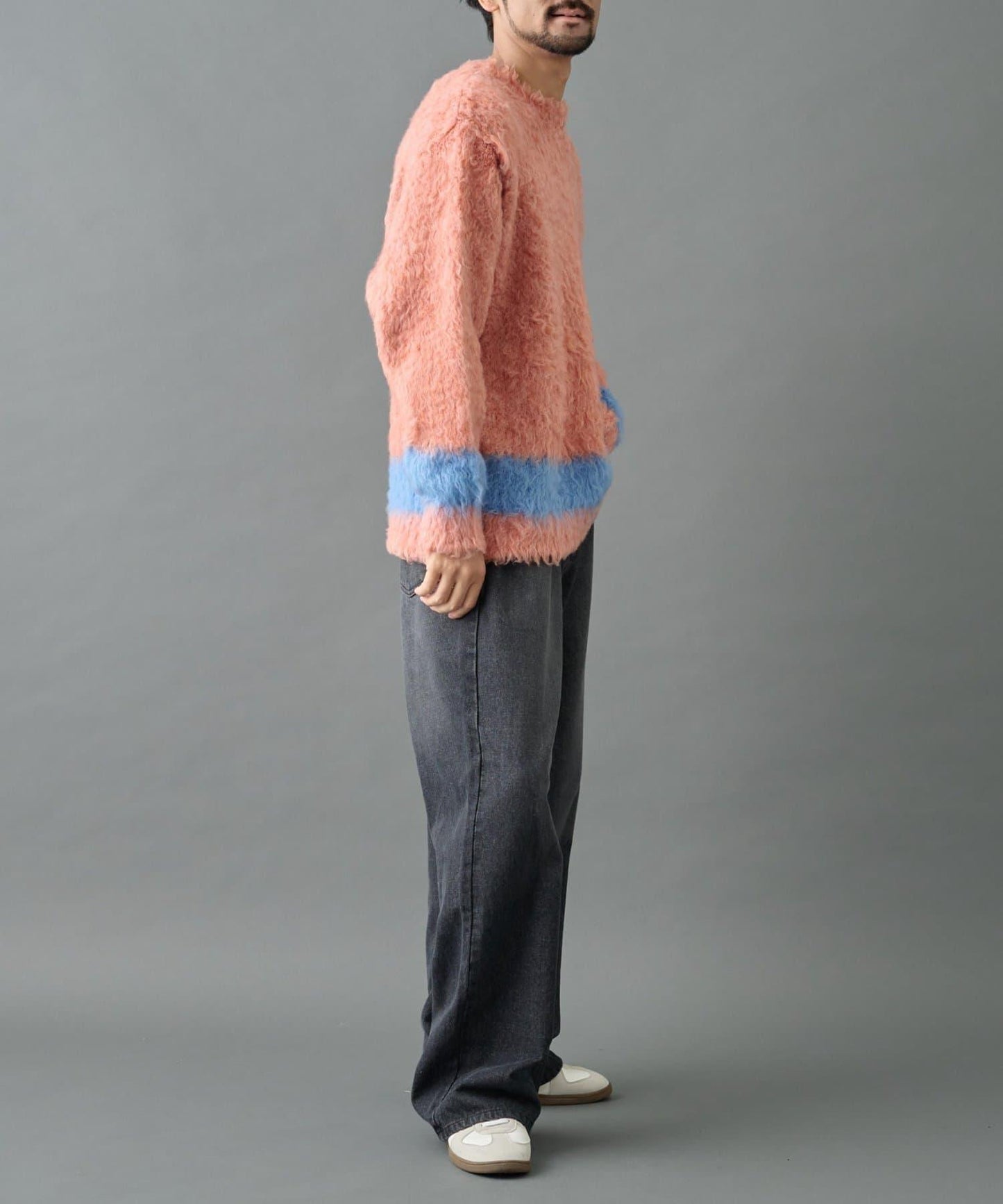 長毛馬海毛針織圓領衫