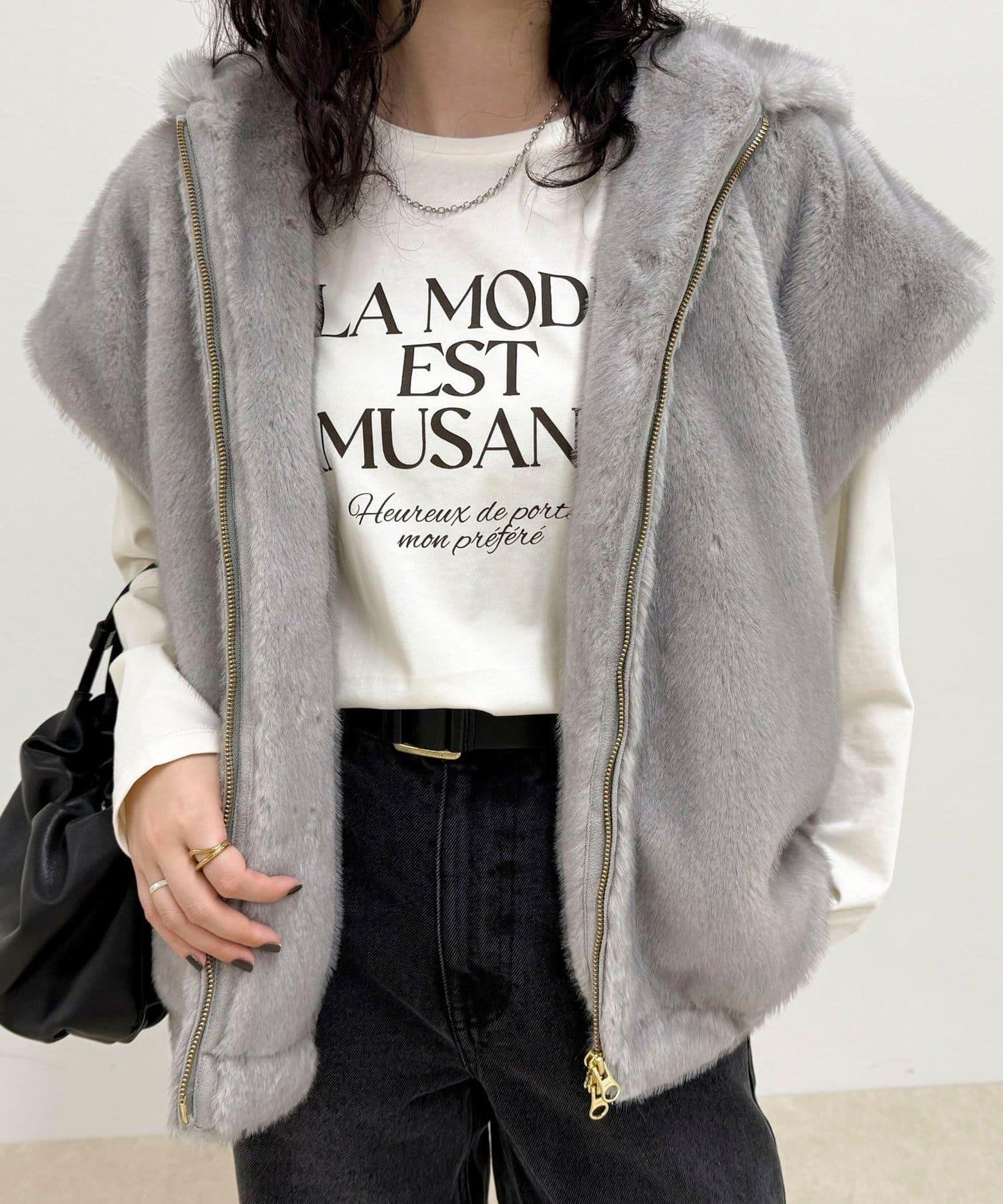 仿皮草連帽馬甲