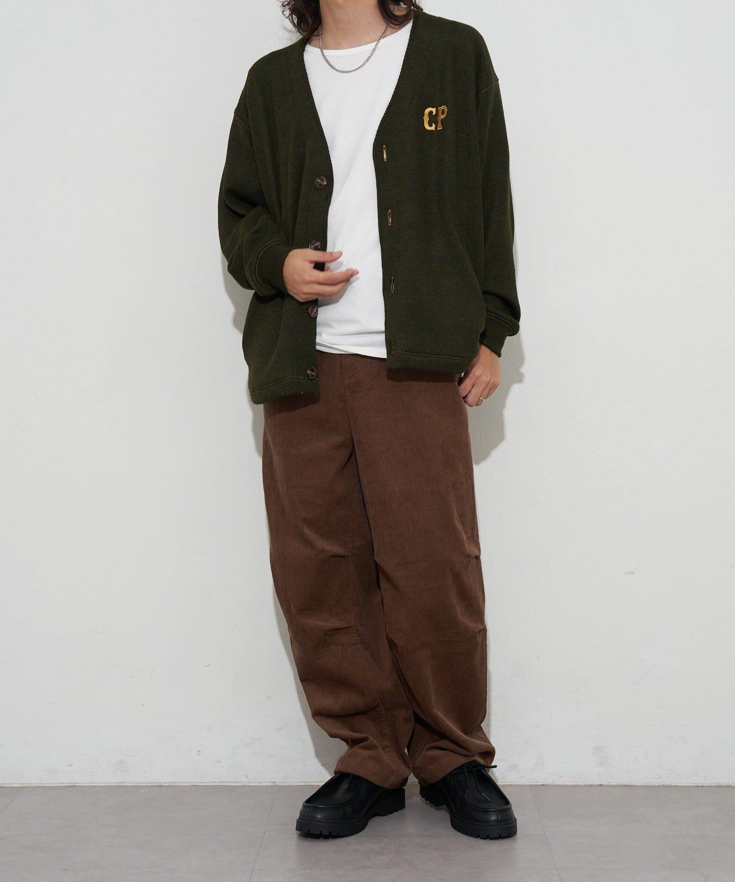 寬鬆燈芯絨闊腿褲