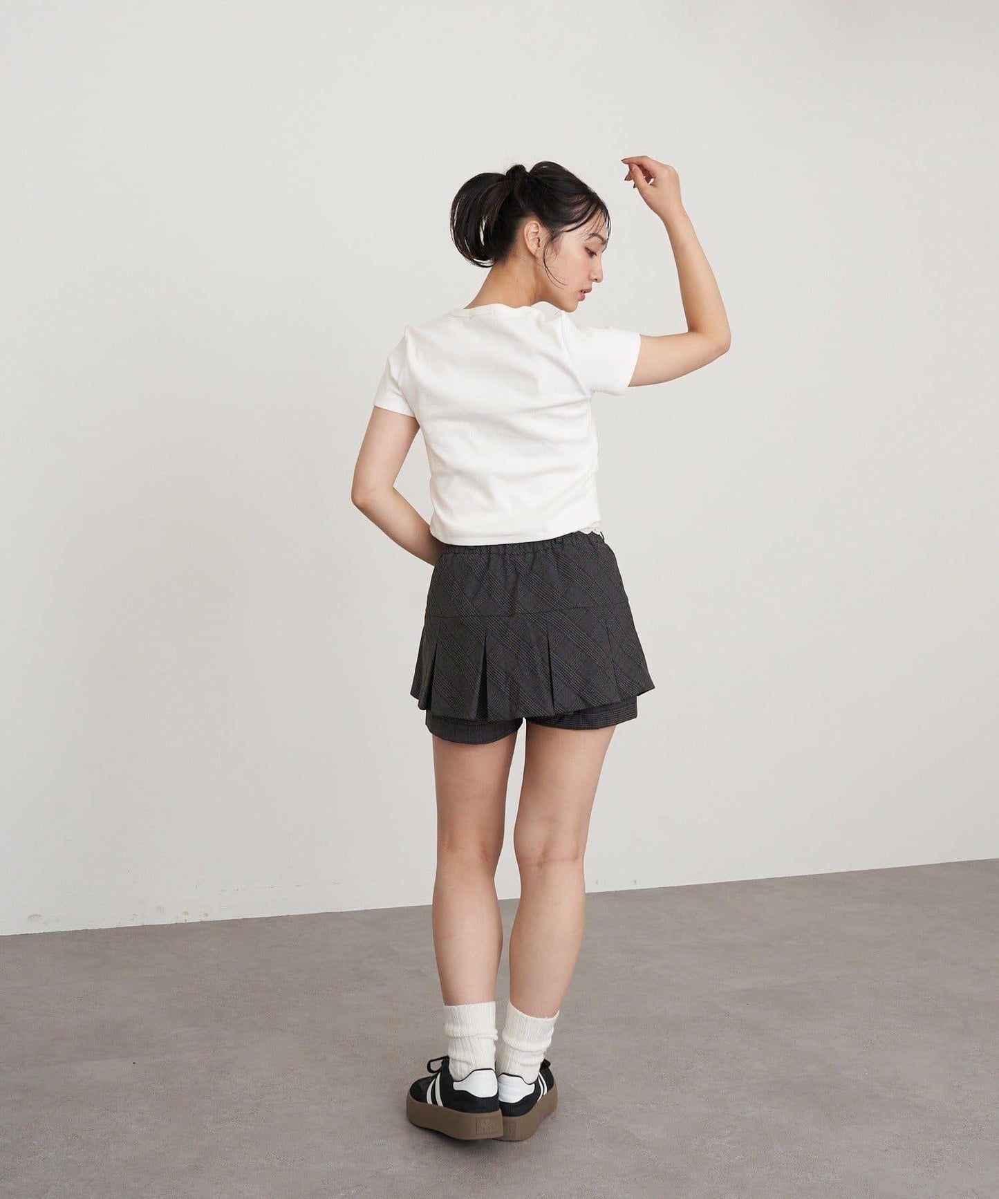 帶腰帶盒褶裙褲