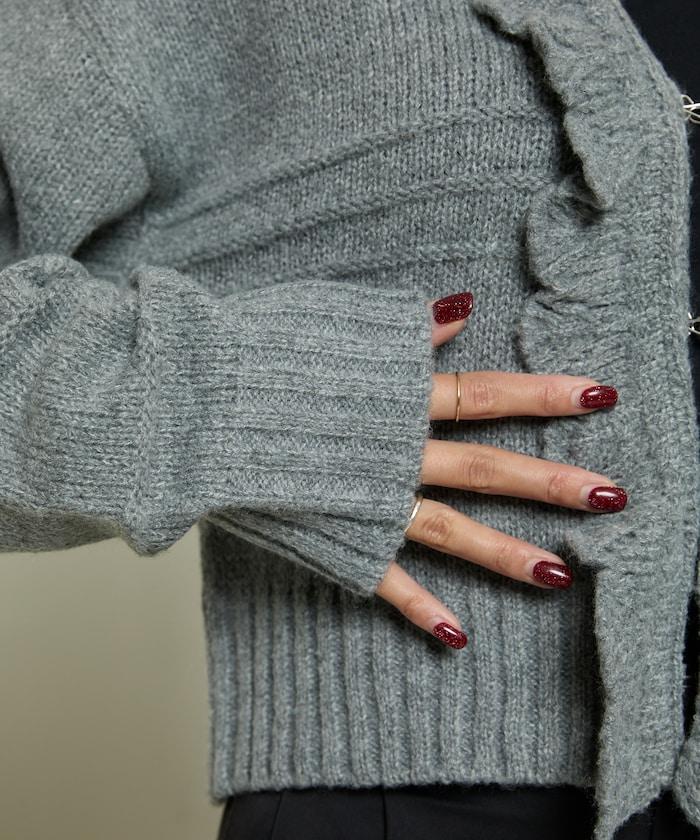 荷葉邊釦子開衫