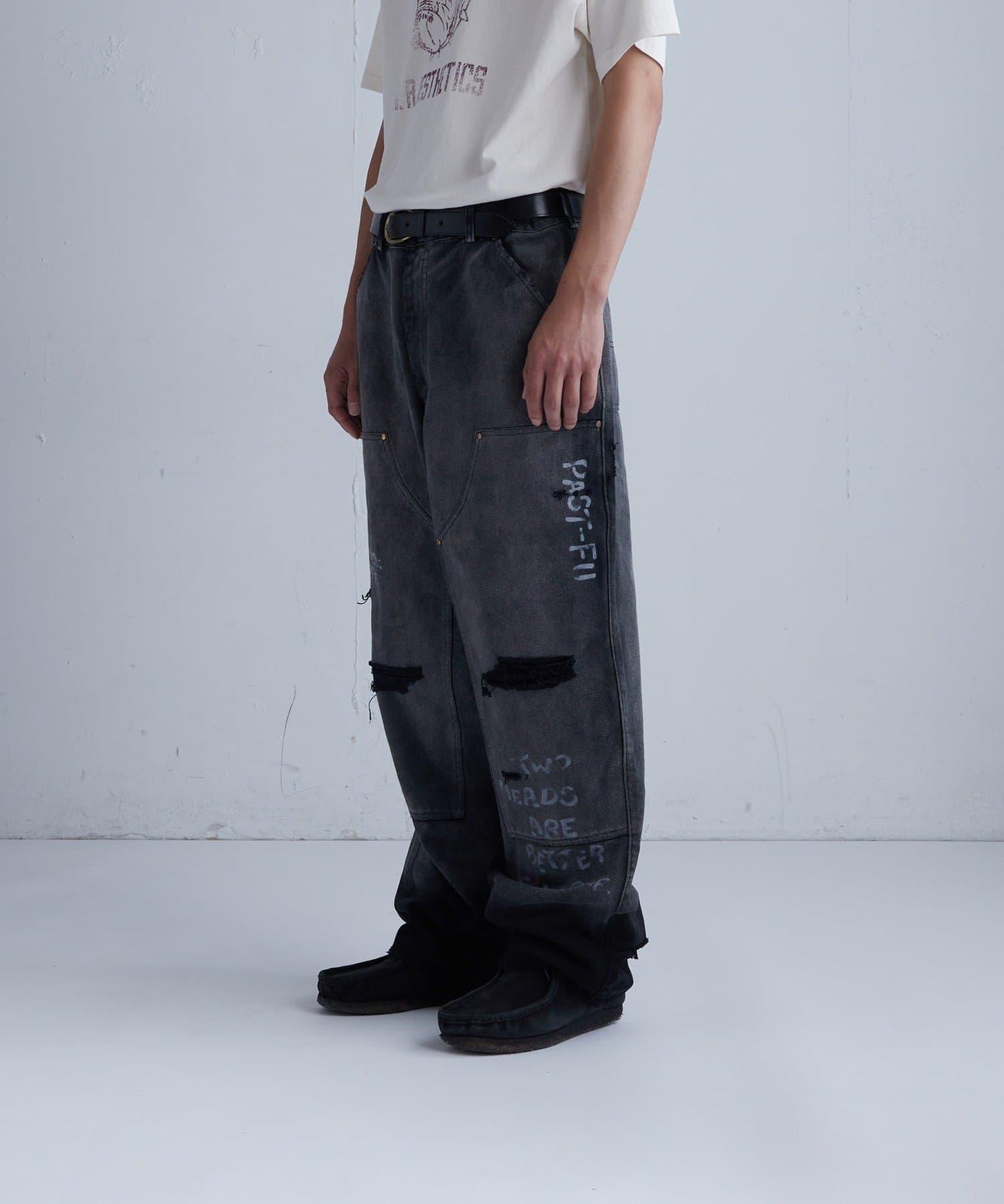 FromVintage 塗鴉鴨子雙膝褲