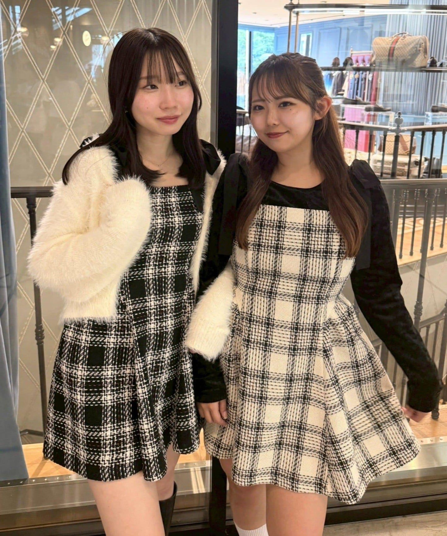 【Tweed Collection】肩帶蝴蝶結呢料迷你連衣裙