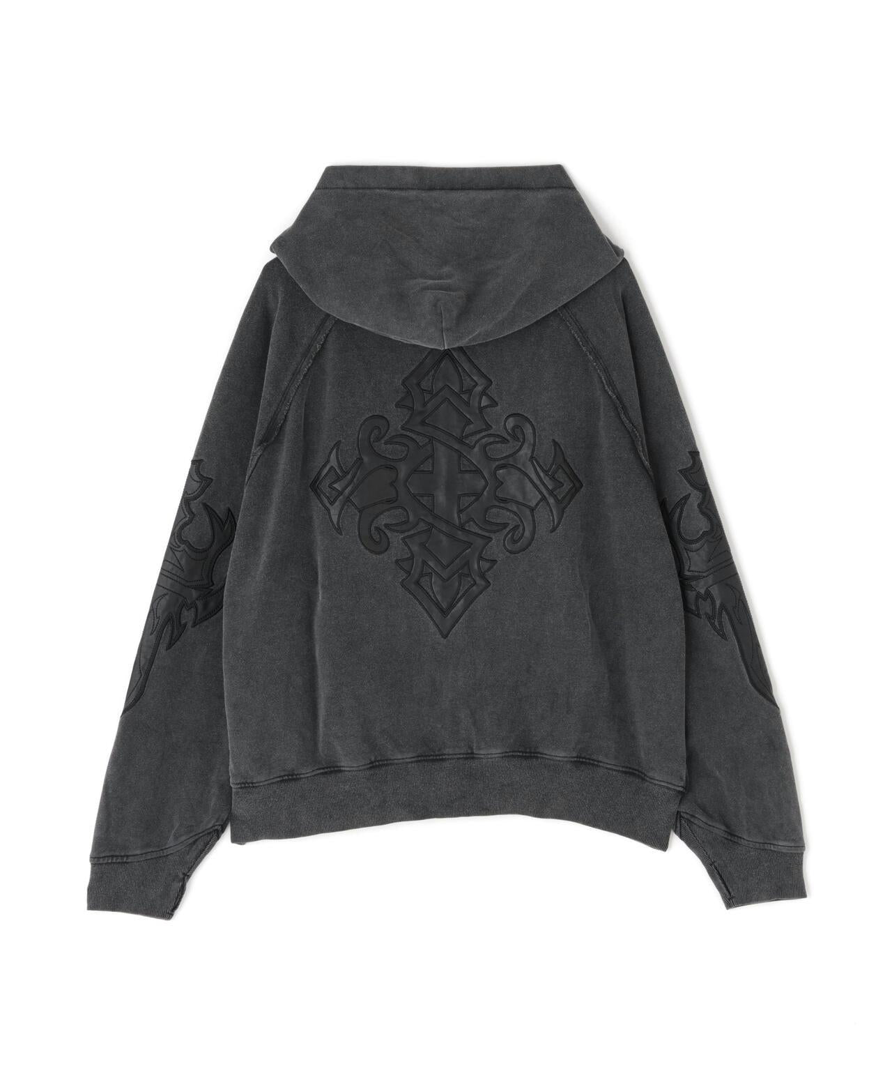 LEATHER PATCH 拉鍊連帽衛衣