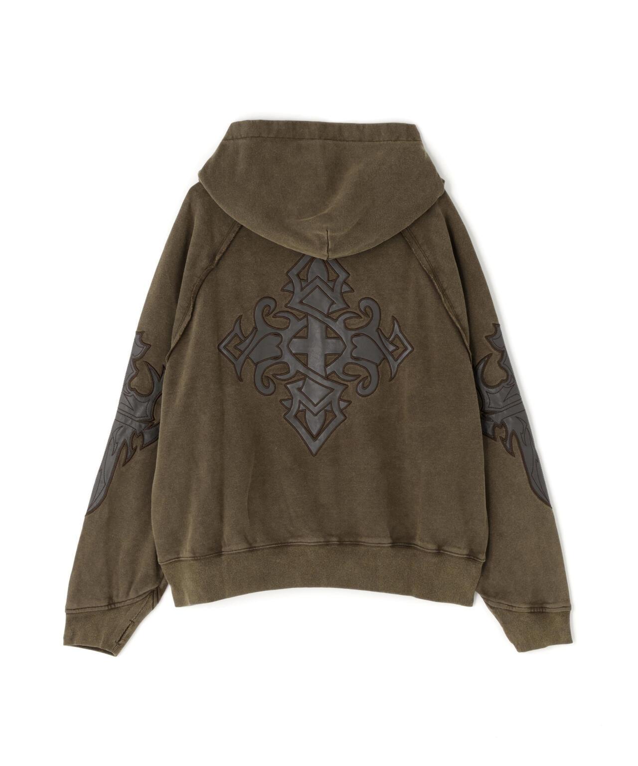 LEATHER PATCH 拉鍊連帽衛衣