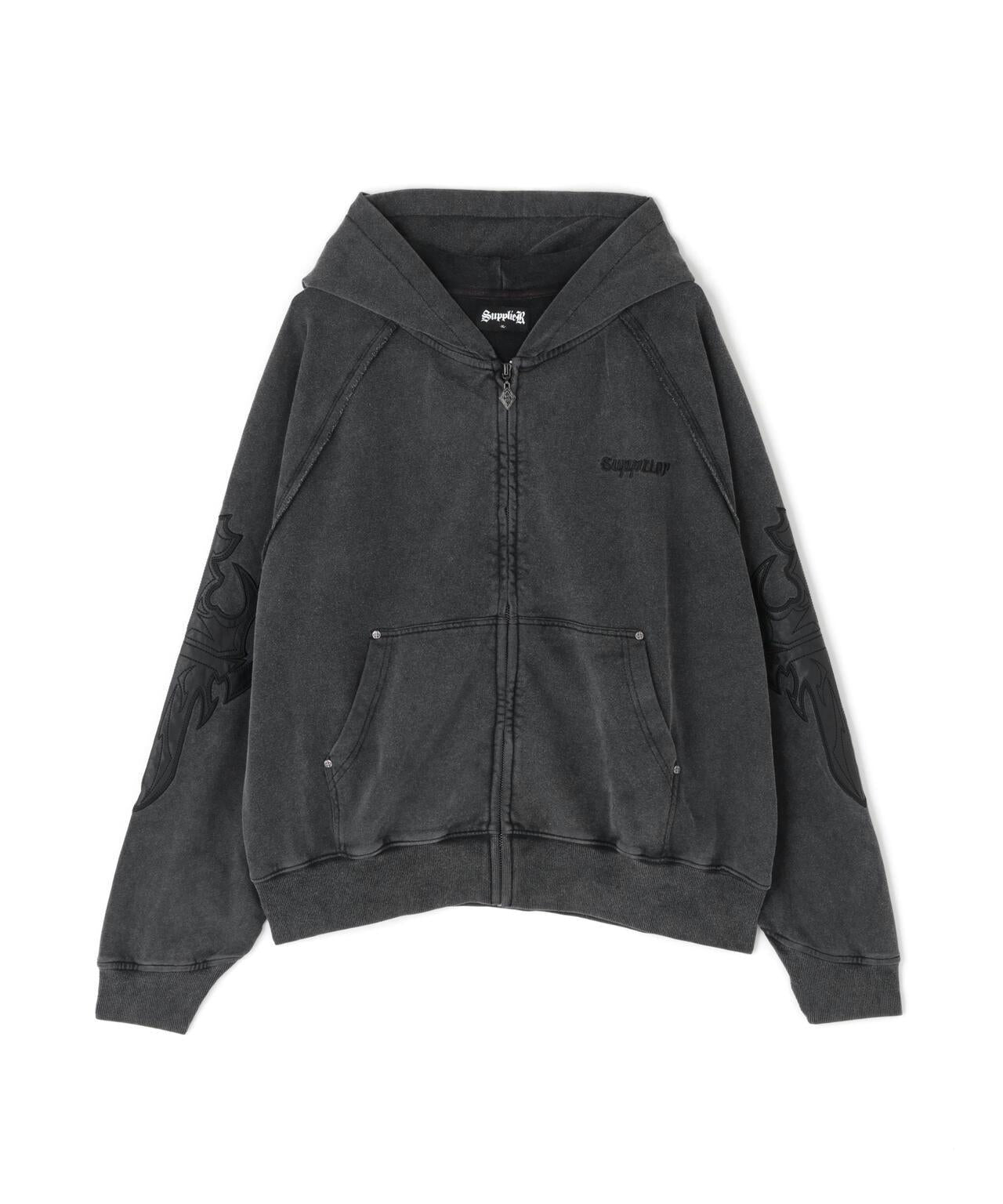 LEATHER PATCH 拉鍊連帽衛衣