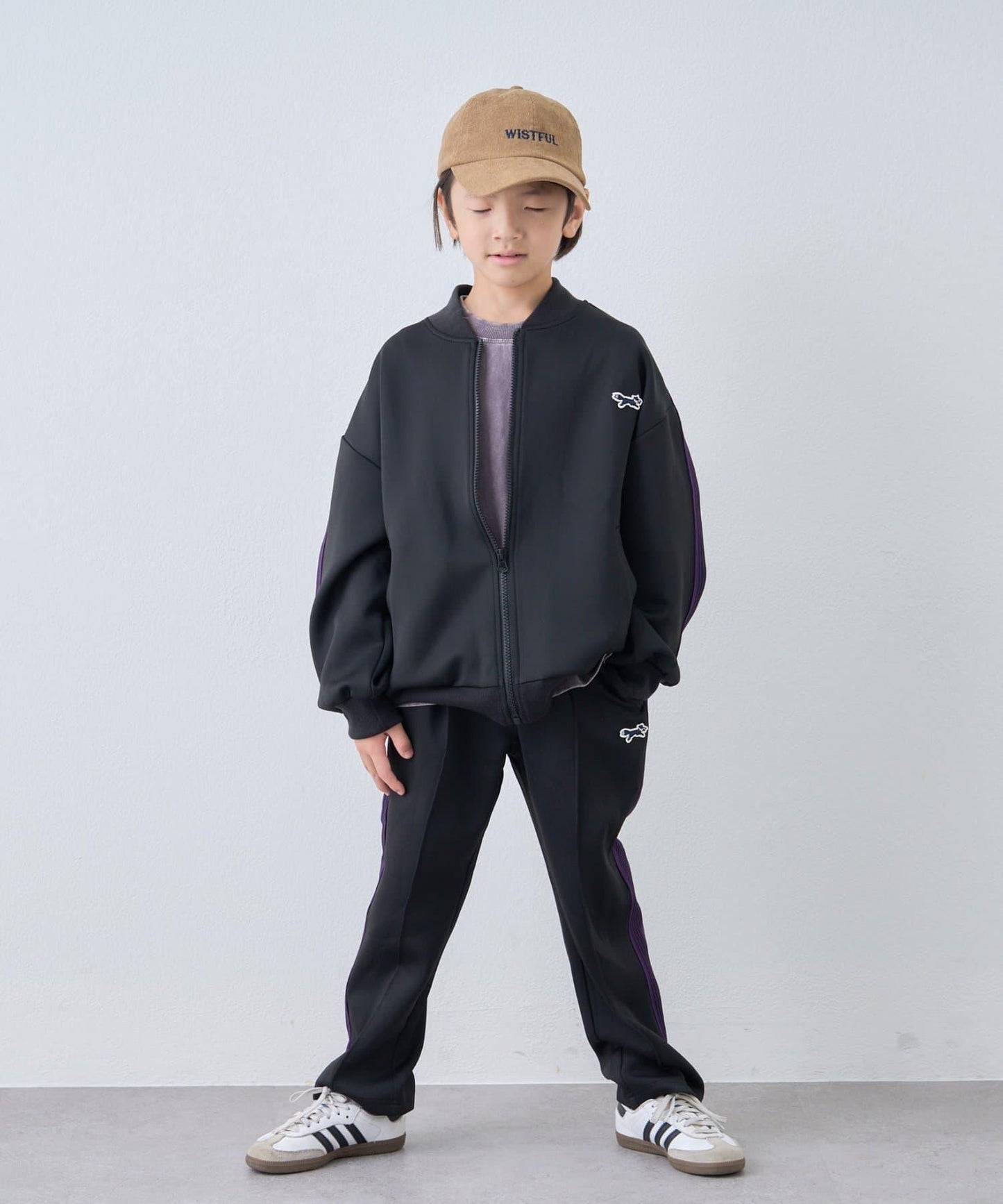 【KIDS】【FOX×TYPY】彈力針織拼接運動長褲