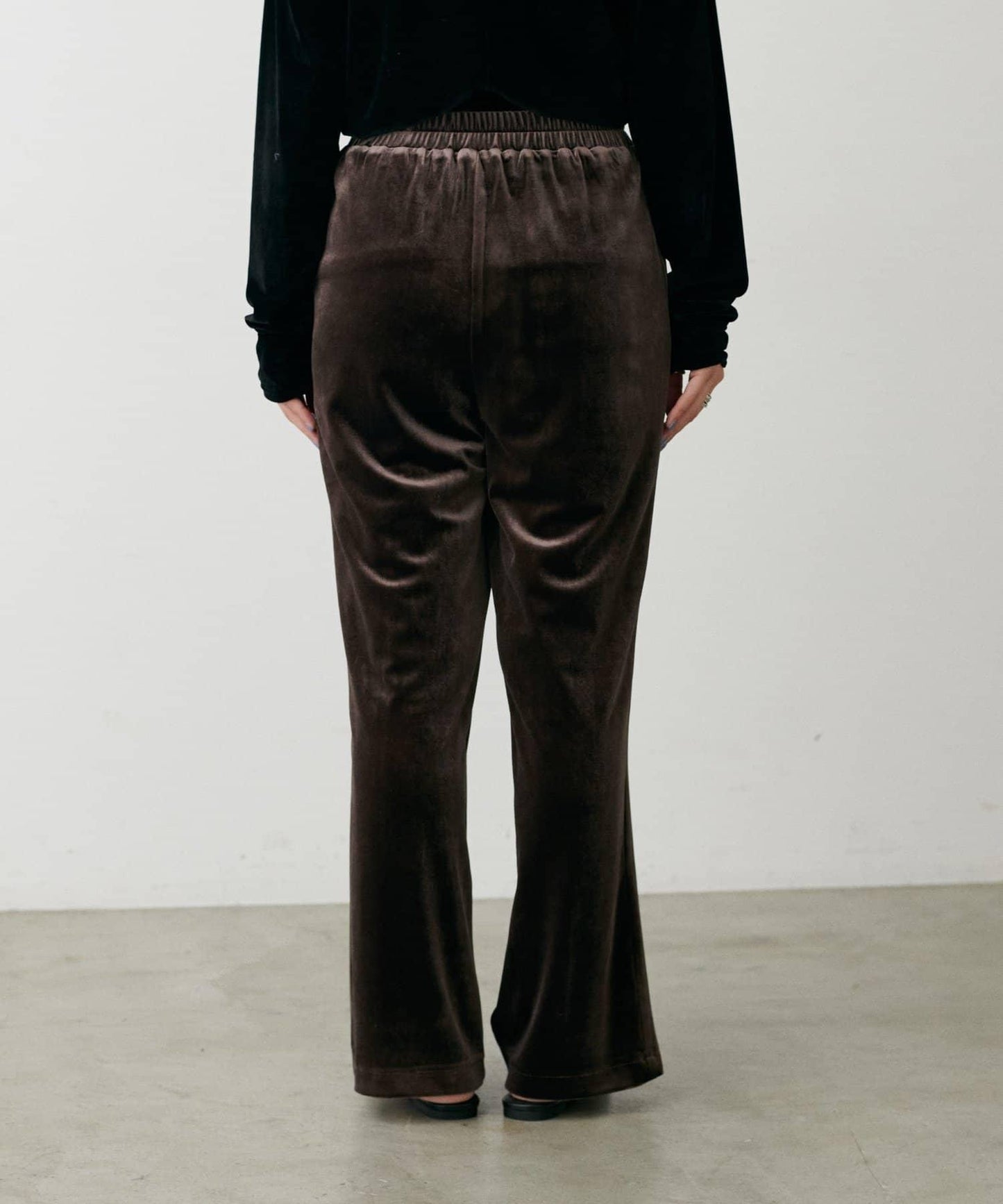 側邊拼接天鵝絨長褲