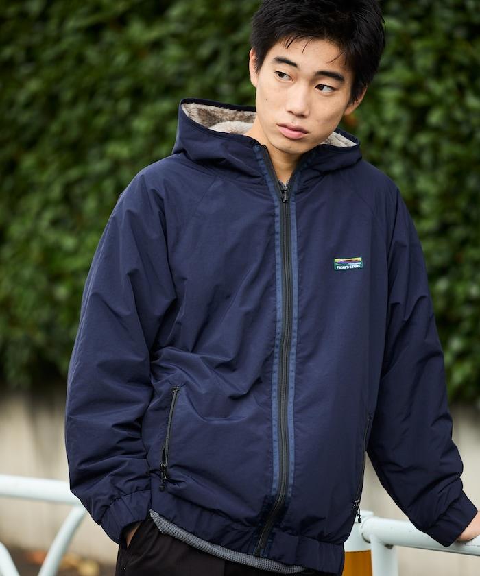 寬鬆版型尼龍羊羔絨可雙面穿連帽夾克