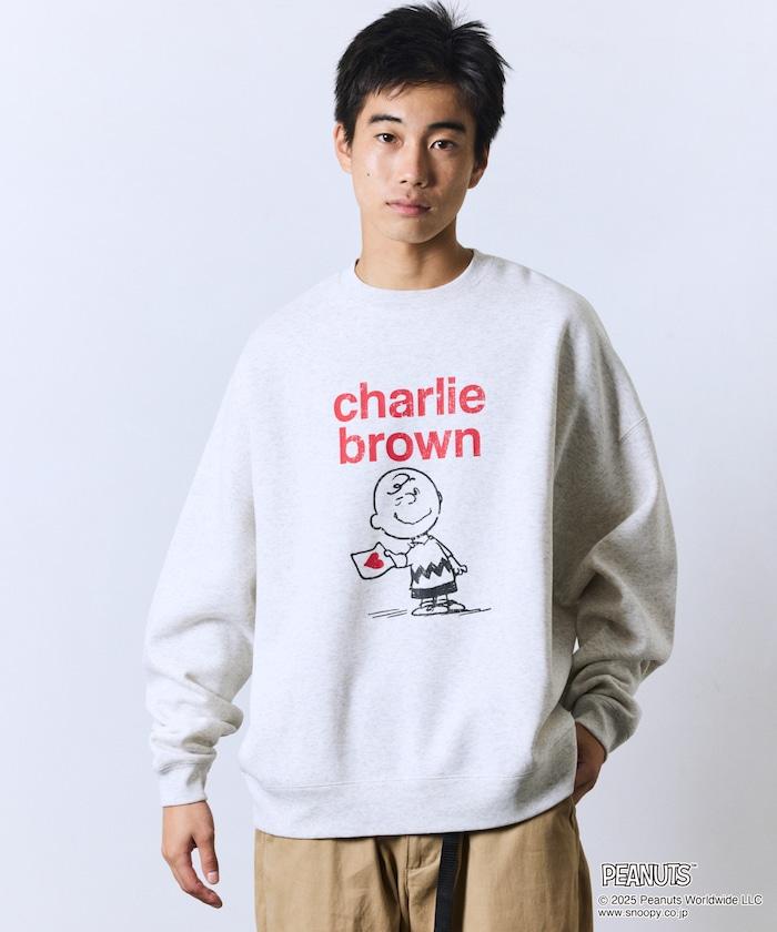 《PEANUTS》/《PEANUTS》特別款 前印花 圓領衛衣/查理·布朗 【限量】