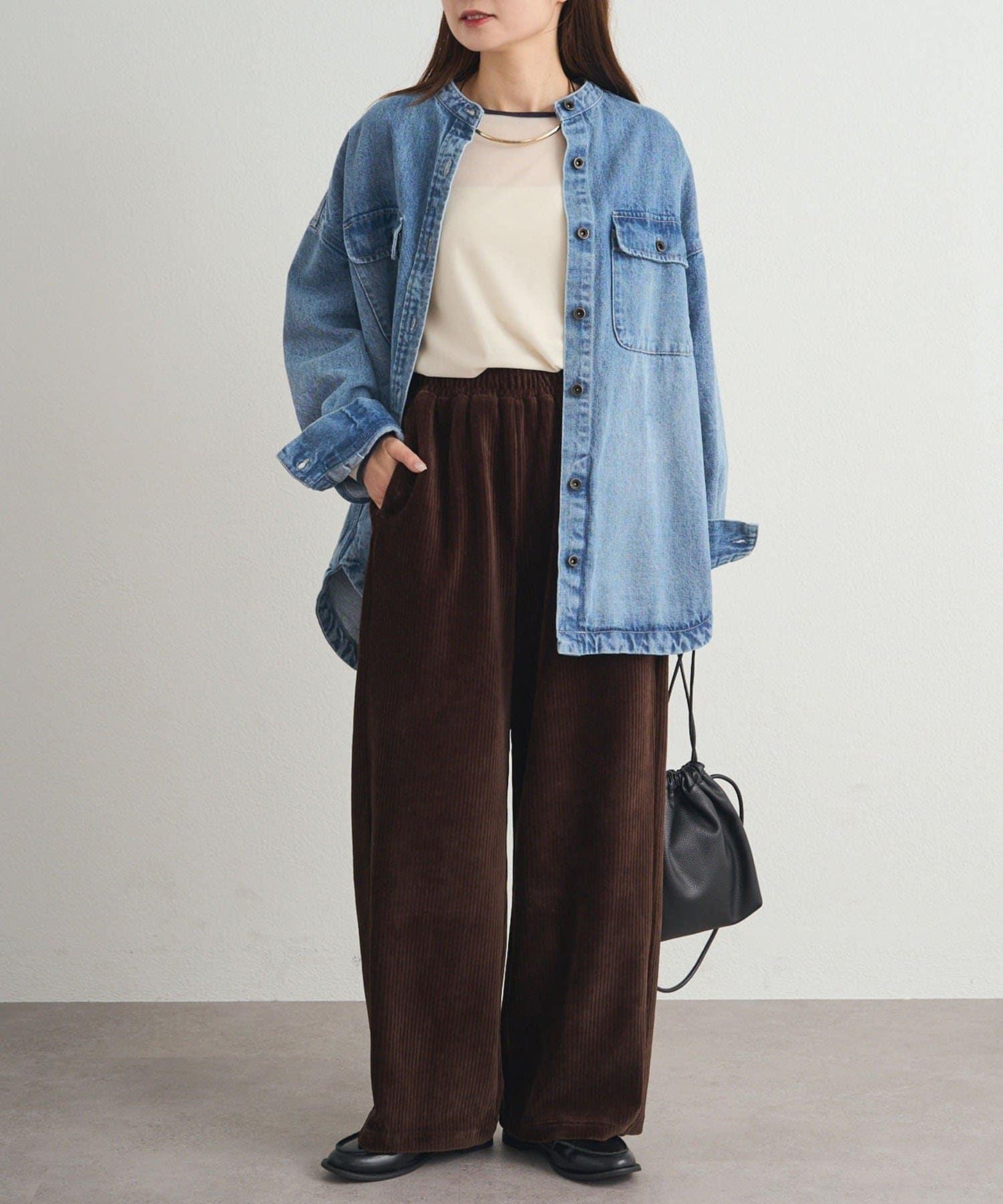 彈力燈芯絨休閒褲