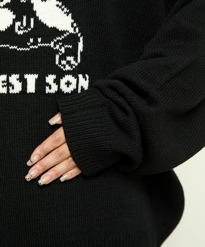 法鬥犬圖案針織衫