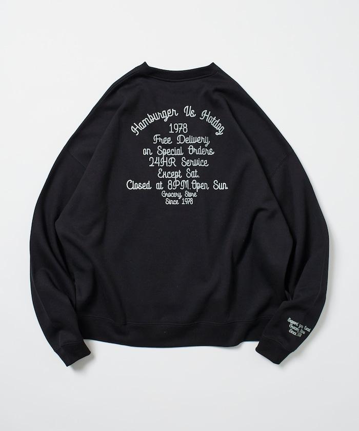 寬鬆版棒球服設計圓領衛衣 / 背部印花