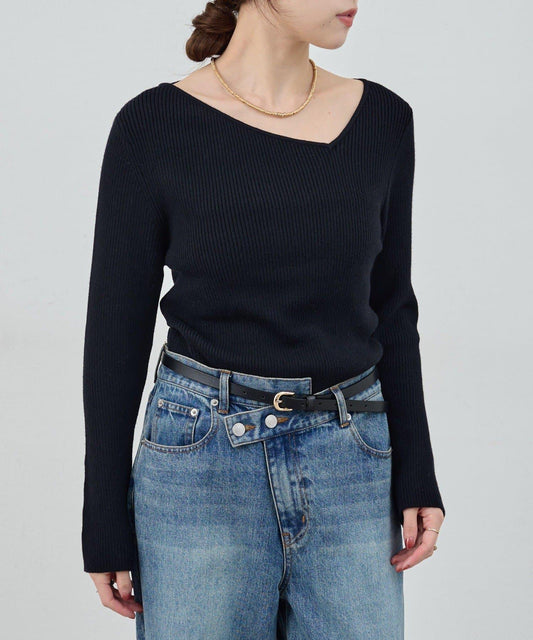 不對稱羅紋針織衫