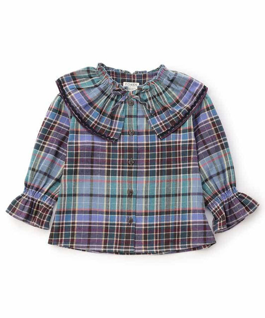 Girls 先染格子襯衫