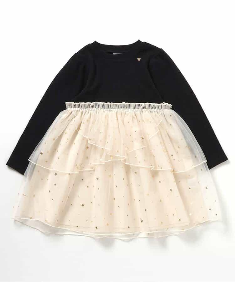 花瓣網紗蝴蝶結揹帶連衣裙