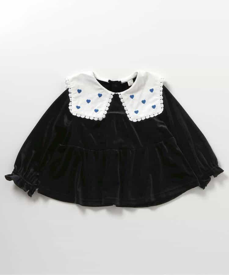 愛心領口刺繡層疊長款上衣