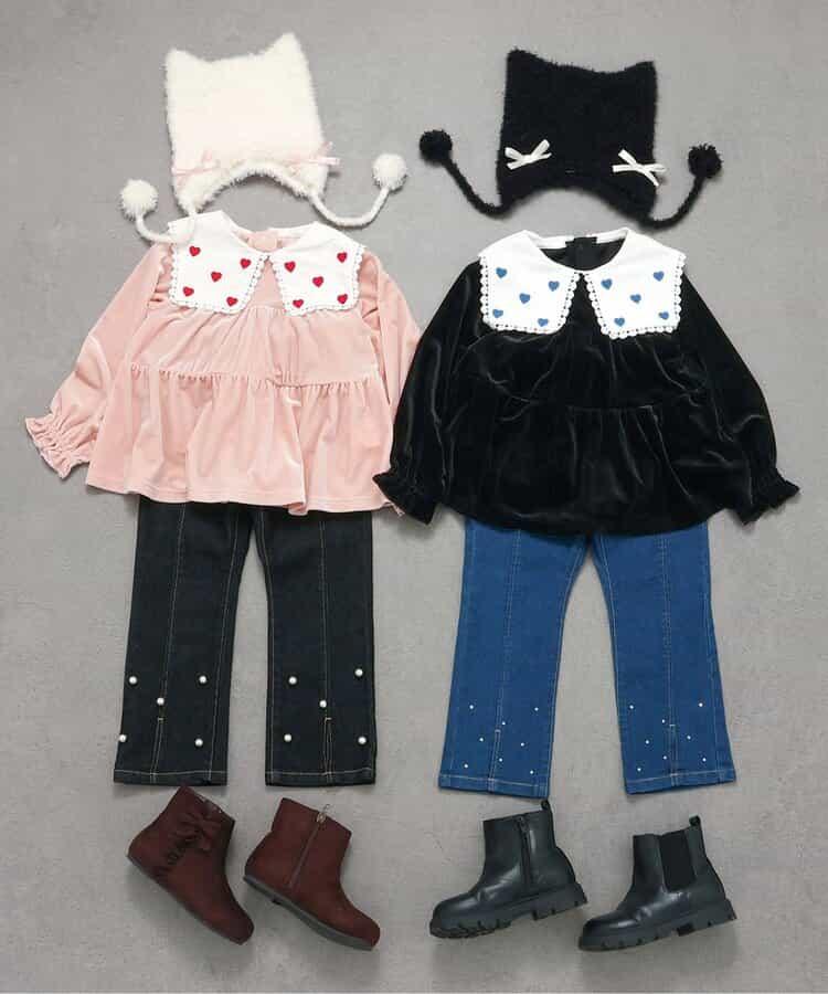 愛心領口刺繡層疊長款上衣