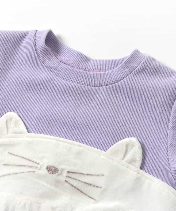 貓元素網紗拼接上衣