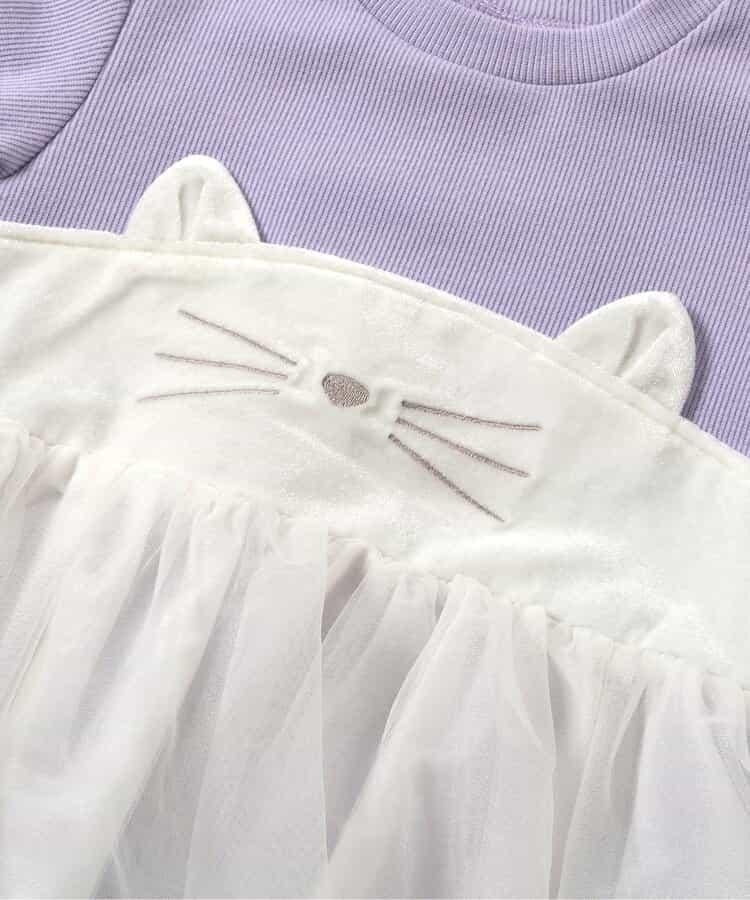 貓元素網紗拼接上衣