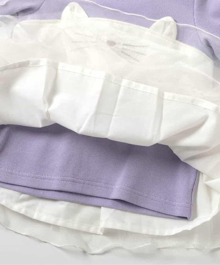 貓元素網紗拼接上衣