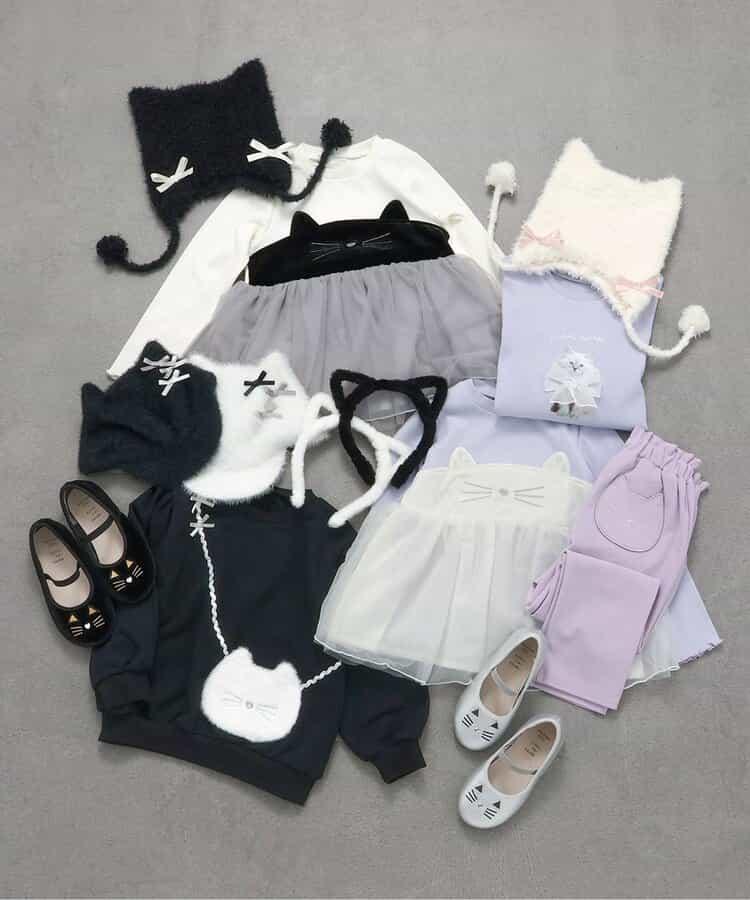 貓元素網紗拼接上衣