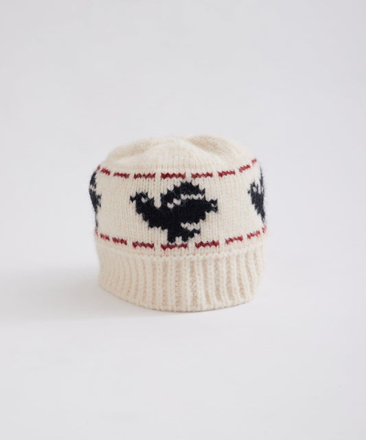 鳥紋提花針織帽