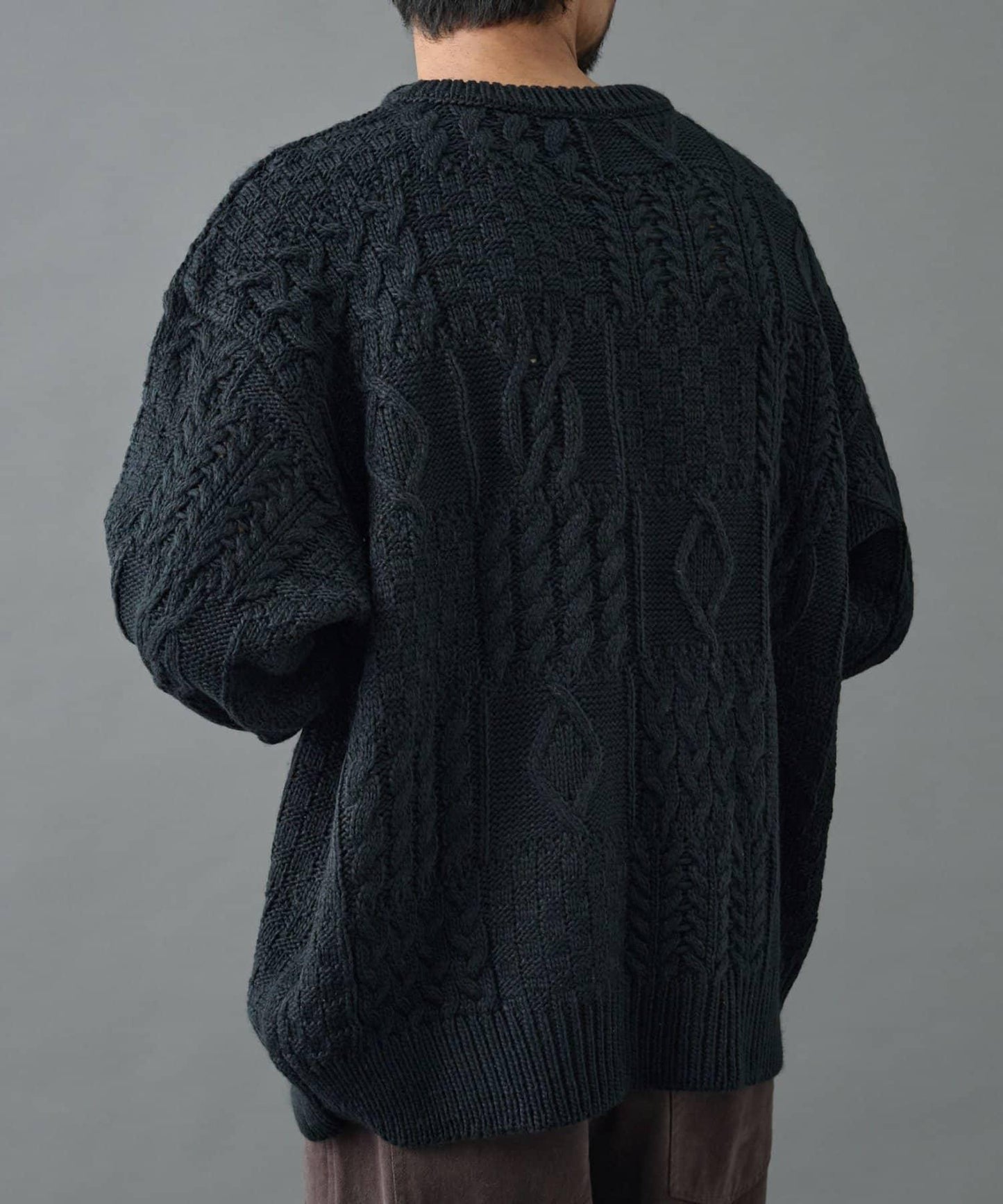 拼接麻花編織針織套頭衫