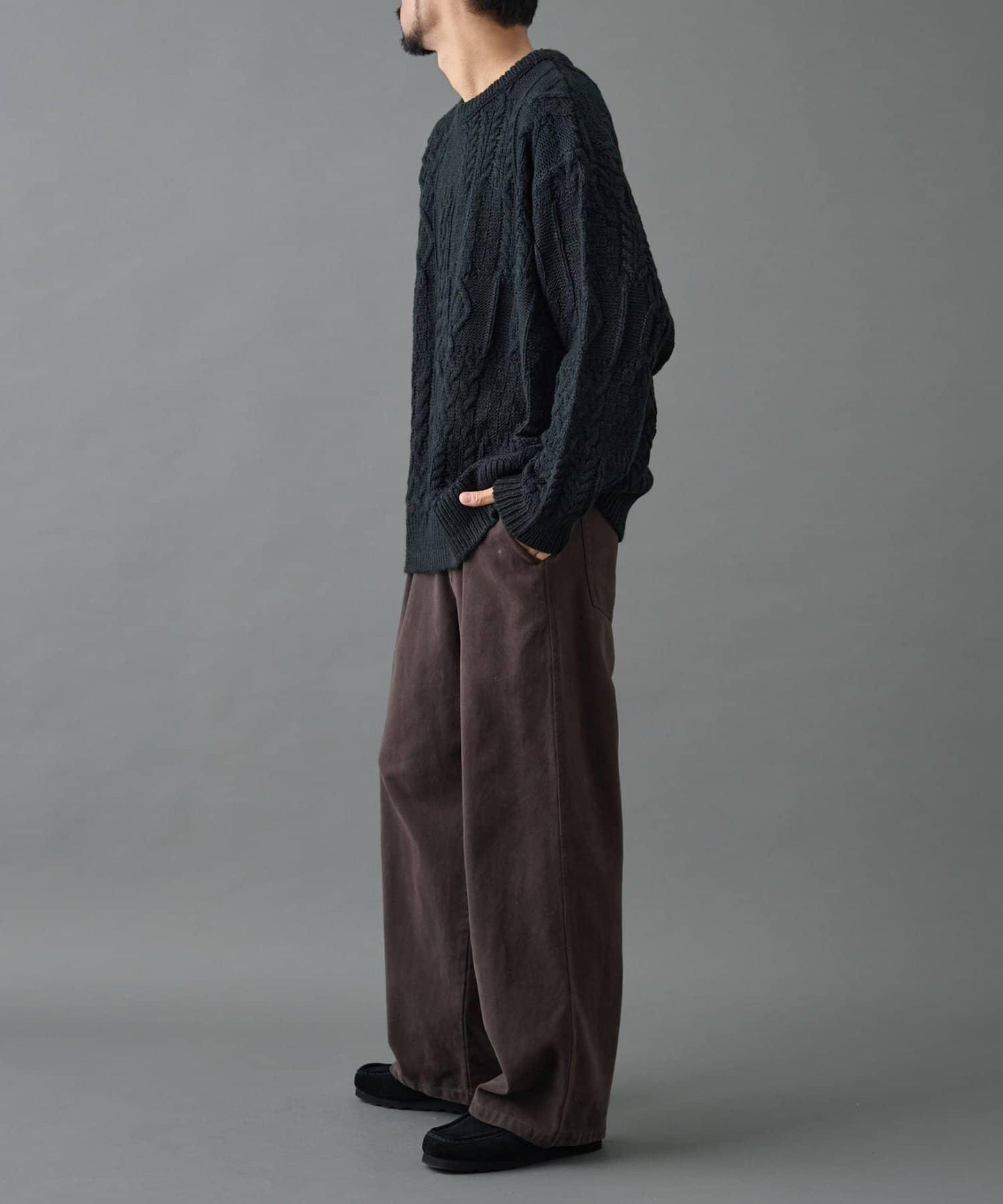 拼接麻花編織針織套頭衫