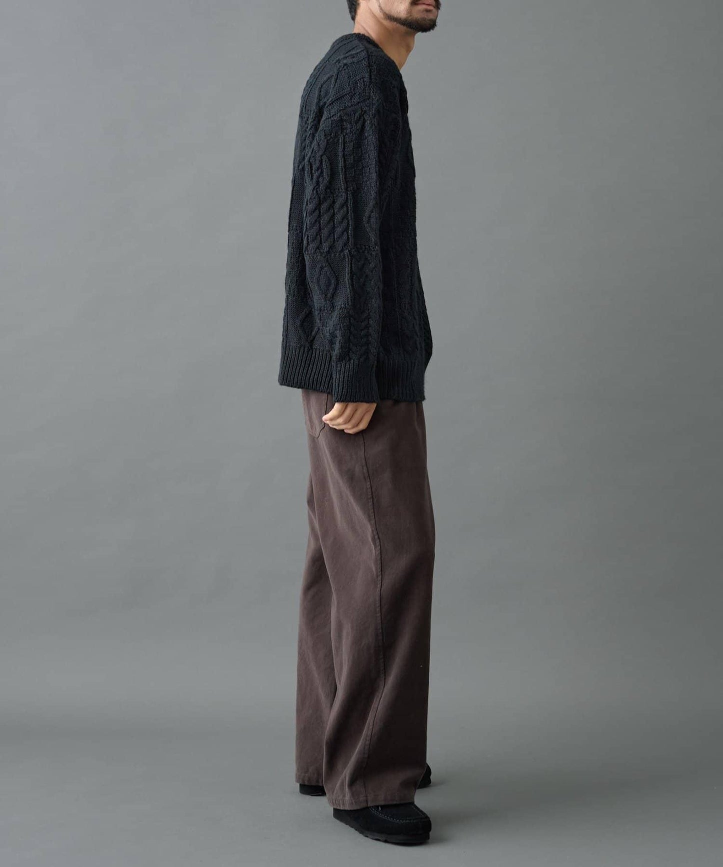 拼接麻花編織針織套頭衫