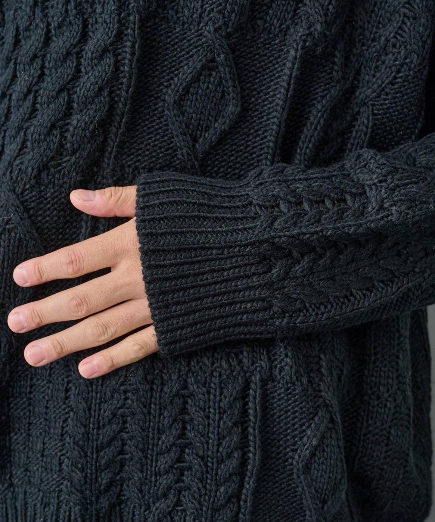 拼接麻花編織針織套頭衫