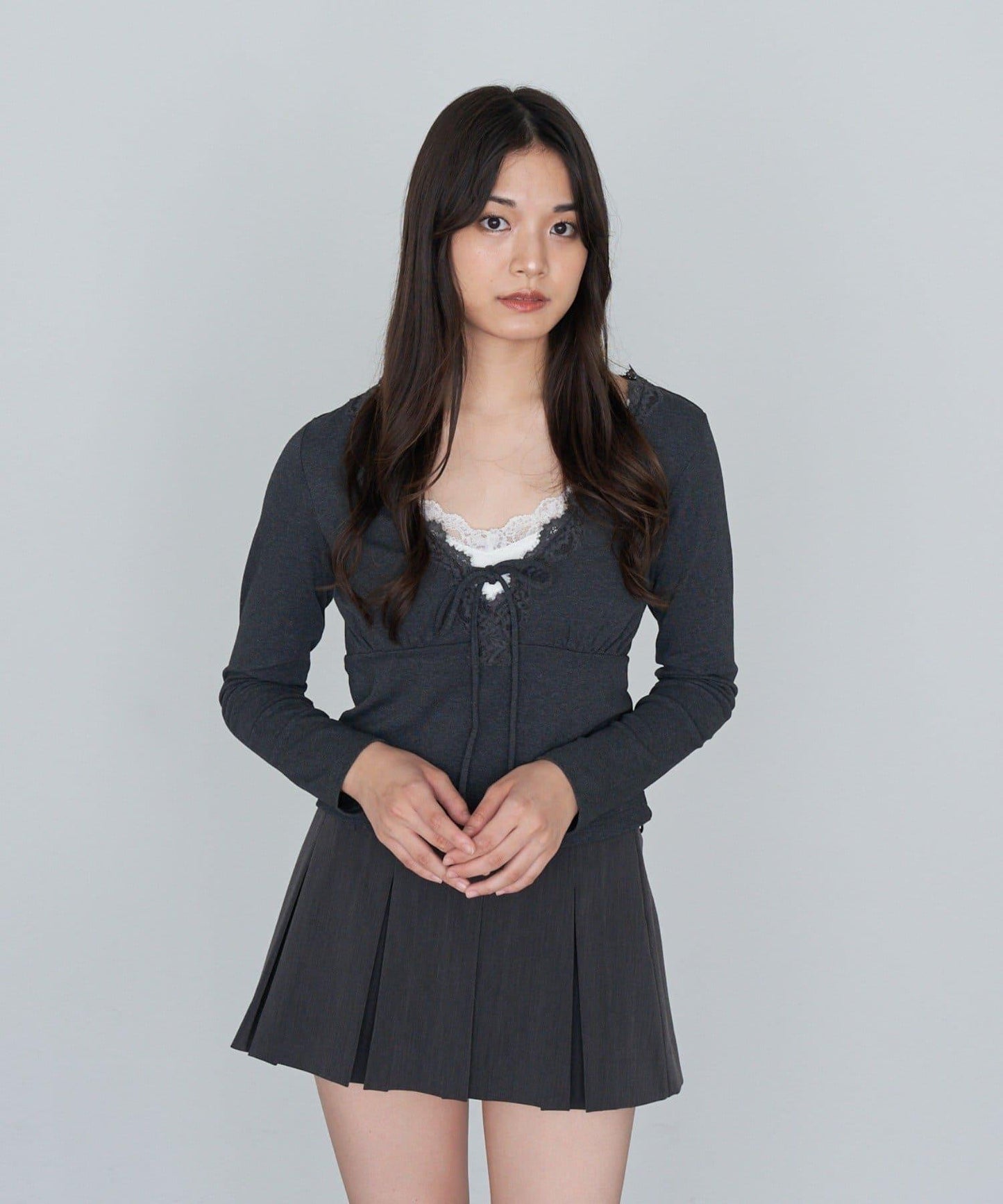 蕾絲拼接長袖T恤