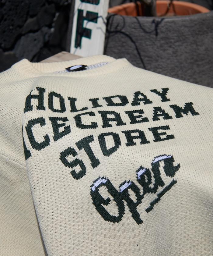 HOLIDAY ICECREAM×FREAK'S STORE/ホリデーアイスクリーム 特別款 寬鬆版型 提花 圓領 針織衫【限量】