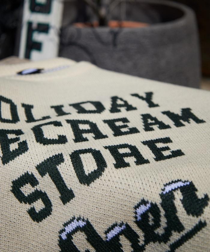 HOLIDAY ICECREAM×FREAK'S STORE/ホリデーアイスクリーム 特別款 寬鬆版型 提花 圓領 針織衫【限量】
