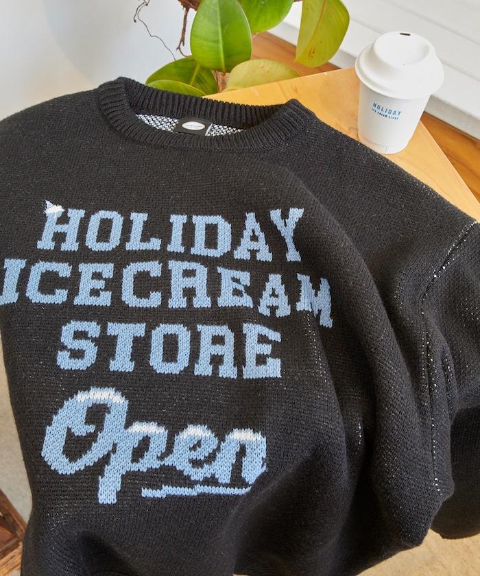 HOLIDAY ICECREAM×FREAK'S STORE/ホリデーアイスクリーム 特別款 寬鬆版型 提花 圓領 針織衫【限量】