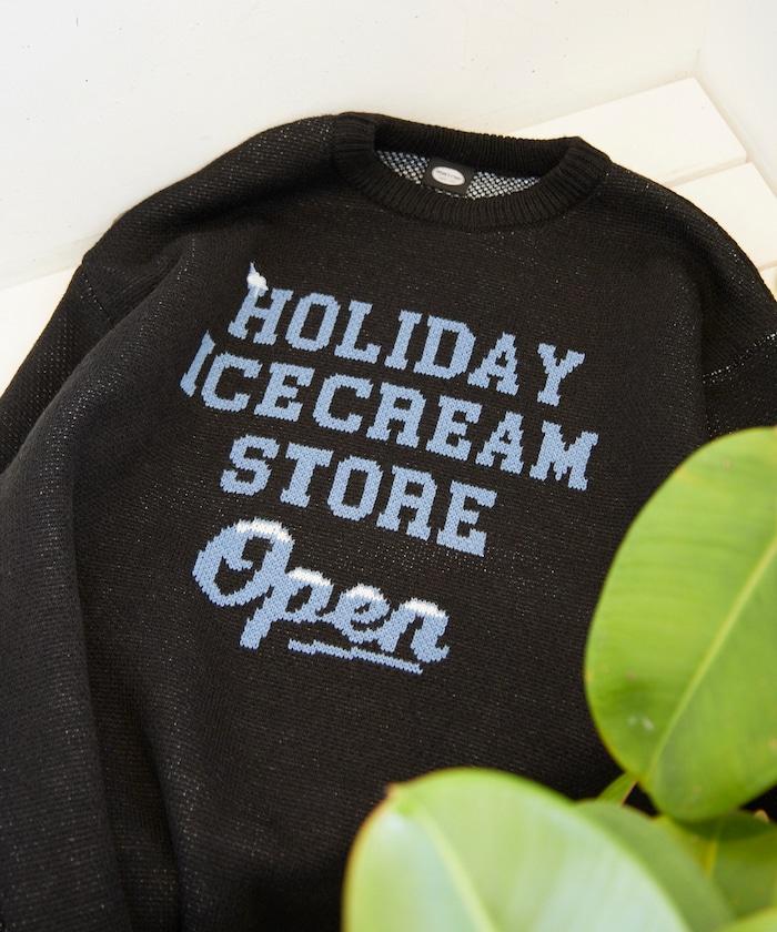 HOLIDAY ICECREAM×FREAK'S STORE/ホリデーアイスクリーム 特別款 寬鬆版型 提花 圓領 針織衫【限量】