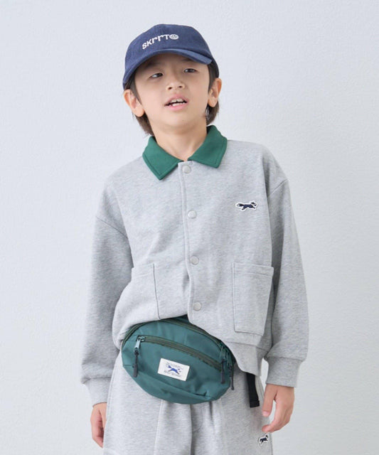 【KIDS】【FOX×TYPY】拼色翻領單點裝飾衛衣面料按扣開衫