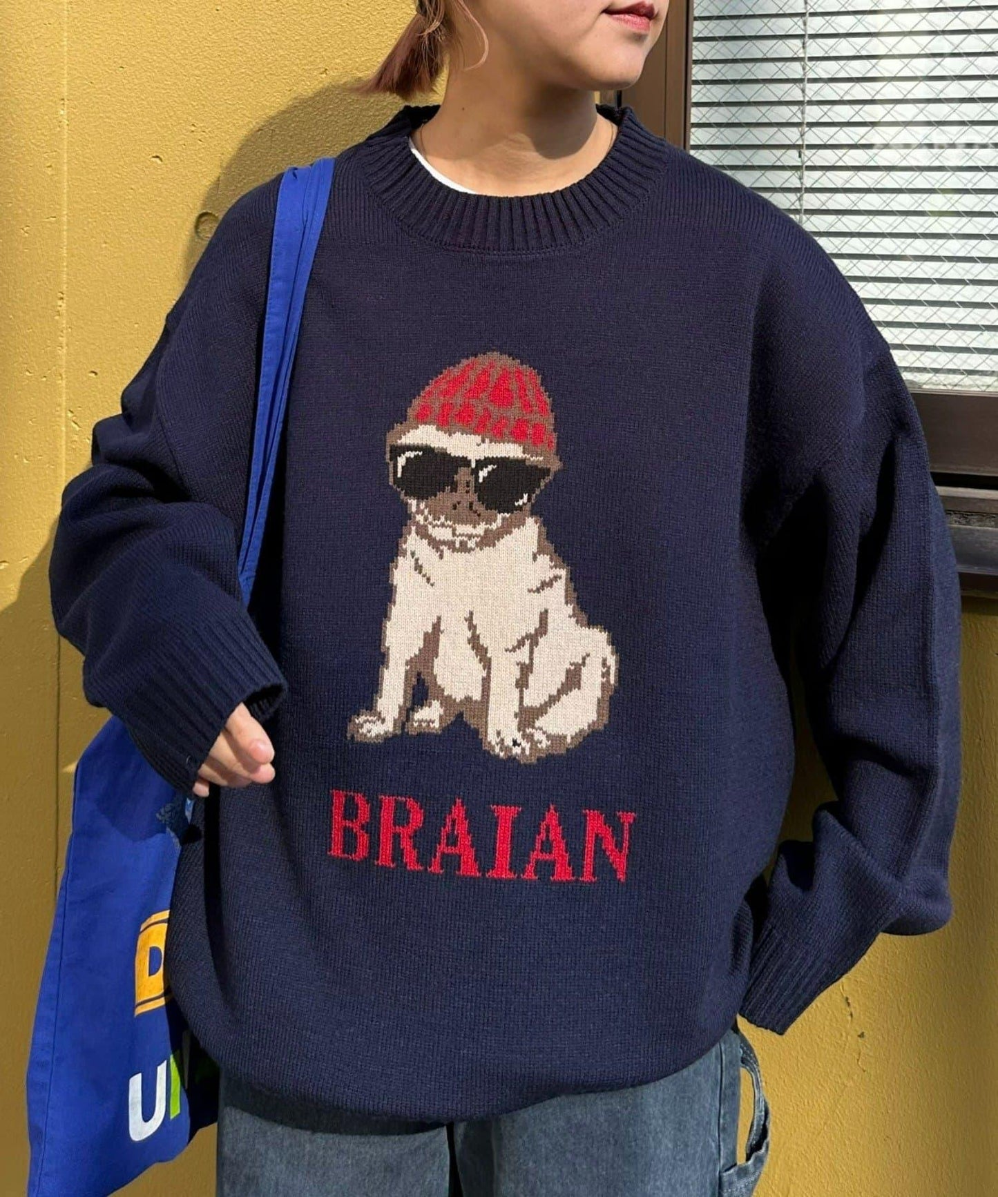 狗狗針織混合標誌提花毛衣